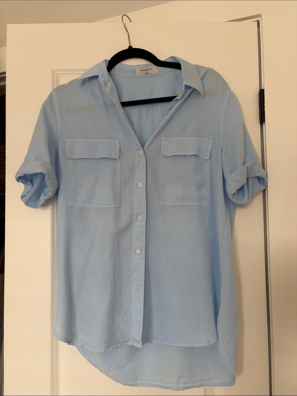 Babaton Blue Button Down Shirt